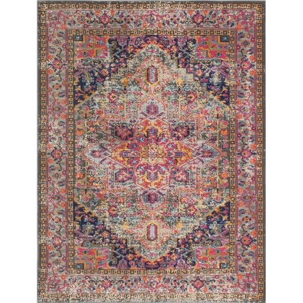 Bashian Bashian H114-GY-76X96-Z034 Heritage Collection Oriental Transitional Polypropylene & Cotton Machine Made Area Rug; Grey - 7 ft. 7 in. x 9 ft. 6 in. H114-GY-76X96-Z034